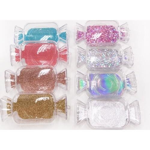 New candy box with Shiny background paper for 8mm-27mm mink lashes customized logo packaging