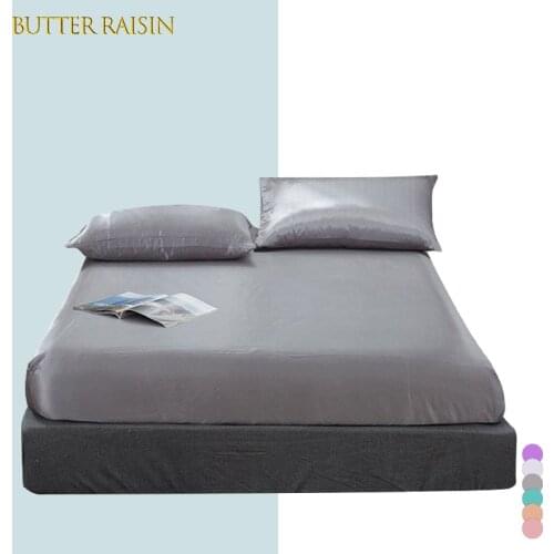 Solid Colored Mattress Cover Simulation Silk Mattress Protection Cover Anti Bed Bugs Mites Elastic Beds Pad Twin Queen King Size