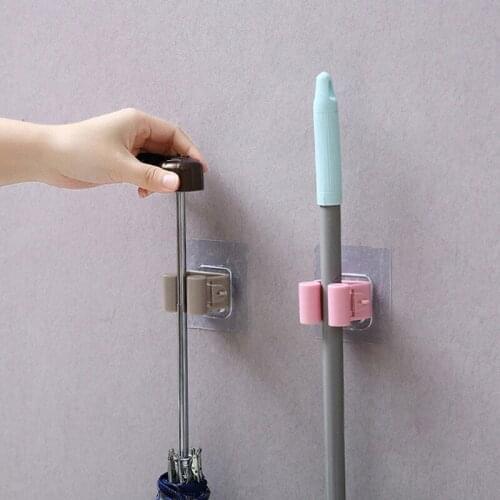 Kitchen Organizer Broom Holder Wall Mounted Bags Umbrella Holder Adhesive Storage Broom Hanger Mop Hook Bathroom Accessories