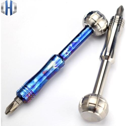 Titanium Alloy EDC Screwdriver Disassembly Home Portable Gadget Cross Bit Riding Equipment Screwdriver