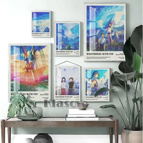 Weathering With You Japanese Anime Cartoon Wall Art Poster Prints Picture Otaku Bedroom Living Room Home Decor Fans Collection