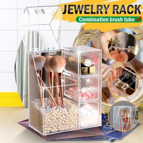 Transparent Acrylic Cosmetic Brush Container Cosmetic Brush Holder Makeup Tools Brush Holder Organizer Brush Storage Box