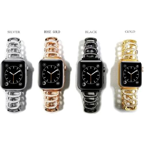 Luxurious Bling Diamond 40mm 44mm Metal Strap For Apple Watch Band for iWatch 38mm 42mm Series 6/5/4/SE/3/2/1