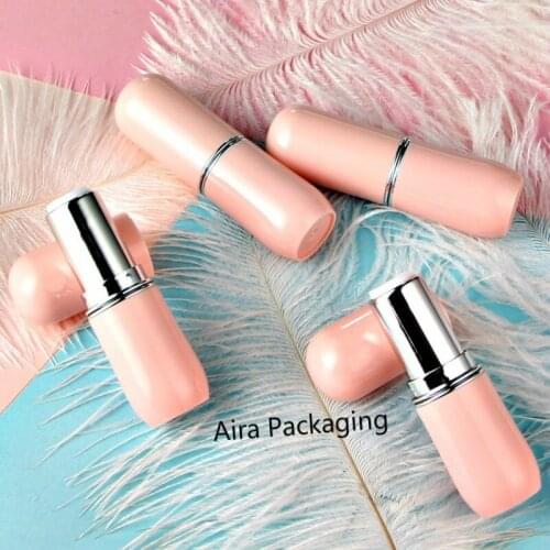 Pink Elegant Lipstick Tube 12.1mm Plastic Empty Top Quality Lip Balm Bottle Round Graceful Lip Rouge Container 50pcs/lot