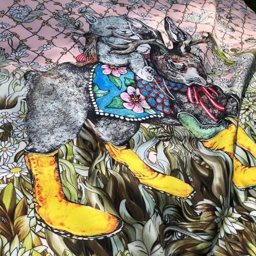 Animal Cartoon Printed Polyester Twill Fashion Shirt Handmade Diy Clothing Shirt Brand Fabric Cloth for Dress by the Meter