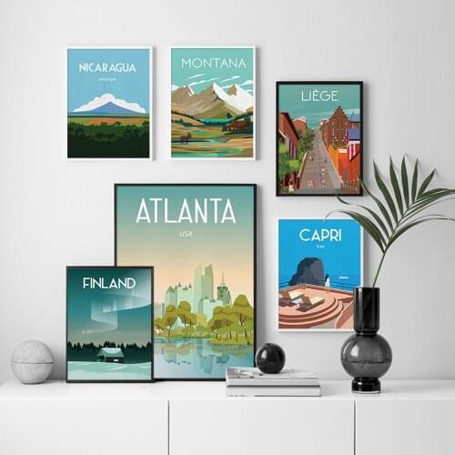 Modern Wall Art Canvas Painting Finland Italy Aurora Retro Travel City Landscape Posters And Prints Home Decoration Murals