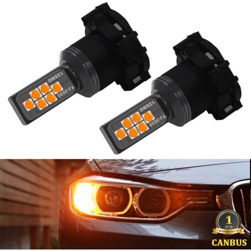 2) Canbus Amber PY24W PSY24W Bulb SAMSUNG LED Turn Signal Light DRL For Range Rover Sport 2010-2012 For BMW E90 E91 E92 E93