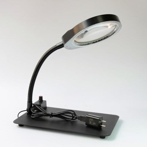 PD-032C Magnifier With Desktop LED Lamp 8X Magnifying Glass For Electrics Metal And Plastic Inspection