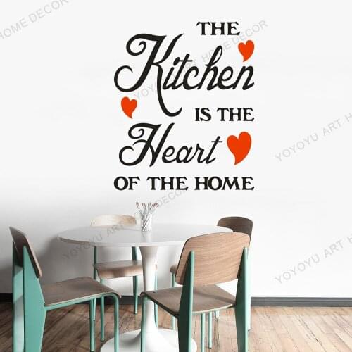 Warm Quotes Kitchen is Heart of the Home Letter Pattern Wall Sticker PVC Removable Home Decor 3D wallpaper fashion design rb331