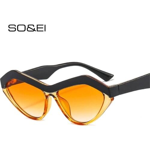 SO&EI Retro Irregular Cat Eye Sunglasses Women Ins Popular Fashion Colorful Eyewear Brand Designer Men Shades UV400 Sun Glasses