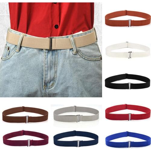 No Show Adjustable Size Elastic Band Elastic Stretch Waist Belt Flat Buckle Women Solid Color Soft Invisible Jeans Pant Belt