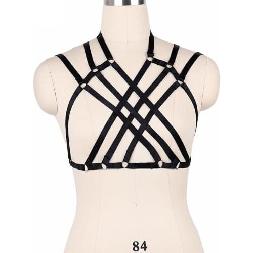 Crop Top Bondage Harness Lingerie Erotic Body Cage Bra Sexy Bondage Garters 90s Pole Dance Fetish Wear Body Harness O0139