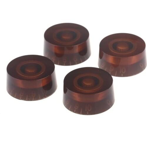 Musiclily Metric 6mm Plastic LP Style Guitar Speed Control Knobs, Amber with White Number (4 Pieces)