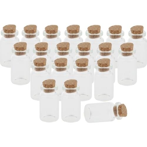 20 X Small 10ml Mini Cork Stopper Glass Vial Jars Drifting Wishing Bottles