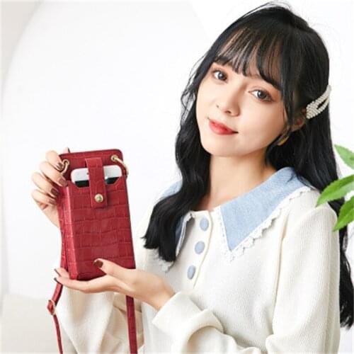 2021 Fashion Crocodile Pattern Leather Mini Shoulder Bag Women Mobile Phone Bag For Iphone 11 Pro Max Phone Wallet Crossbody Bag