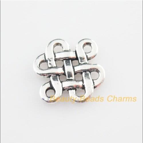 30 New Connectors Chinese Knote Tibetan Silver Tone Charms 14x17mm
