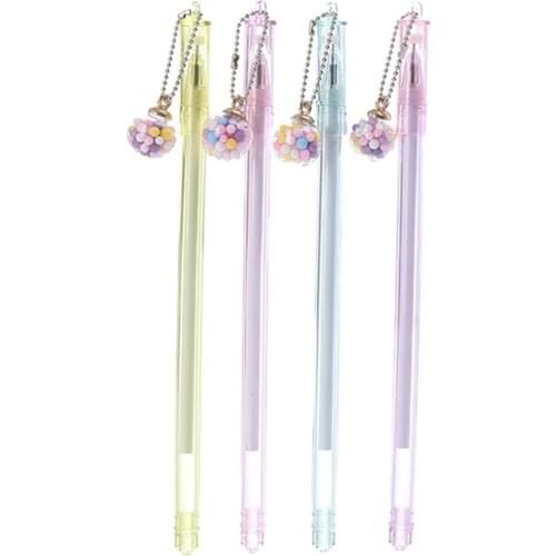 4pc Colored Ball Wishing Bottle Gel Pens Creative Student Pen Stationery Office School Supplies Black Water-based Signature Pen