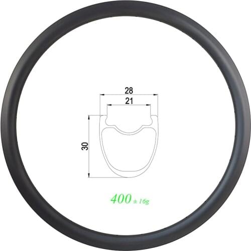 430g 700c 30mm clincher tubeless road disc gravel carbon rim 28mm wide 21mm inner UD 3K 12K 20H 21H 24H 28H 32H cyclocross wheel