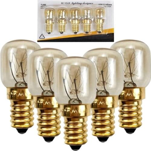 5pcs 220V E14 300 Degree High Temperature Resistant Microwave Oven Bulb Cooker Lamp Lighting Bulb 15W Gold