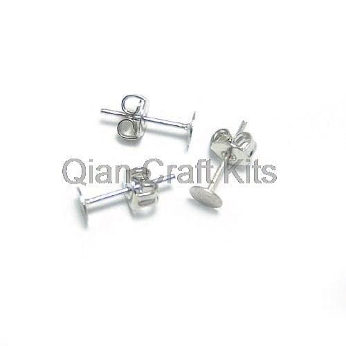 500 Pairs, Stud Earring Stud Blanks, (1000 Pieces), 12mm Long, 6mm Glue Pad, Silver Plated lead and nickle free