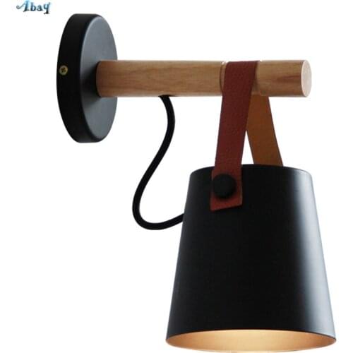 American Country Iron Belt Wall Lamps Sconces Bedroom Bedside Living Room Aisle Nordic Study Wood Wall Hanging Lights Fixtures