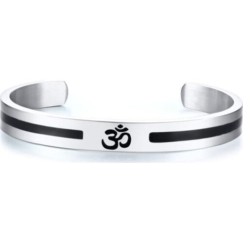 Titanium Steel Mens Open Bangle Stainless Steel Corrosion Orm Epoxy C-shaped Bangle B00592