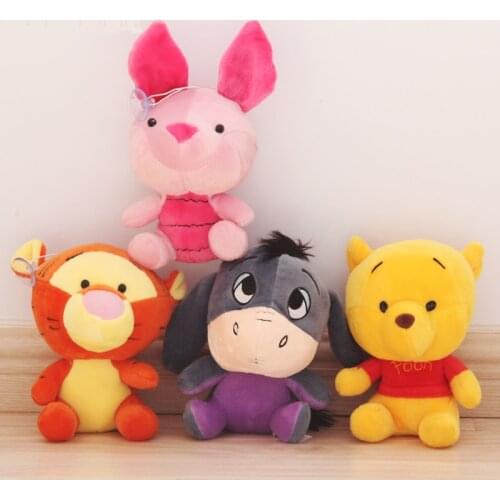 Free shipping 18cm Pooh Bear,Tigger,Eeyore donkey,and piglet Stuffed animal plush toy 4pieces/set doll gift for baby