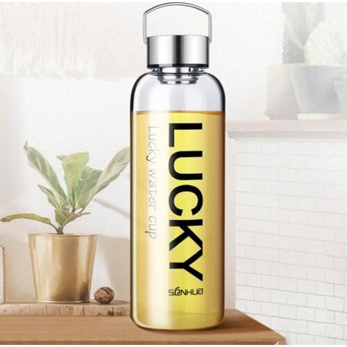 Large Glass Water Bottle 2000ml Man Portable Transparent Tea Bottle Single Wall Lid Leak Proof Outdour Botella Water Jug AB50WB