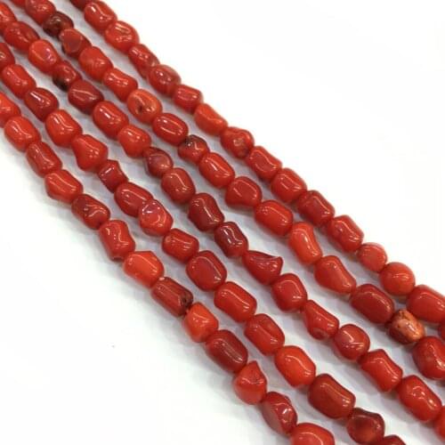 Unshaped Coral Beads Red Charm Temperament Bead for Jewelry Making DIY Necklace Bracelet Accessory Size 8x9-6x7mm Length 38cm