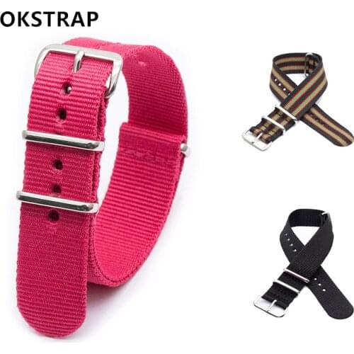 One-Piece Nylon Strap for 18MM 20MM 22MM 24MM Width Flat Watch Lugs Replacement Wristband Mens Womens Fashion Bracelet