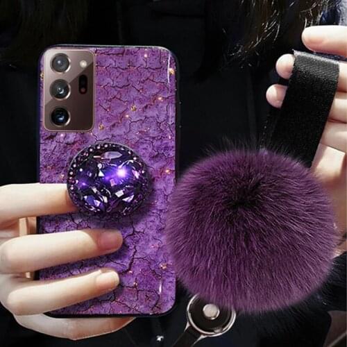 Epoxy Gold Foil Gem Phone Case For Samsung A50 A70 A32 A10S A20S A52 A22 Note20Plus A51 A71 S20 Plus Ring Holder Hairball Cover