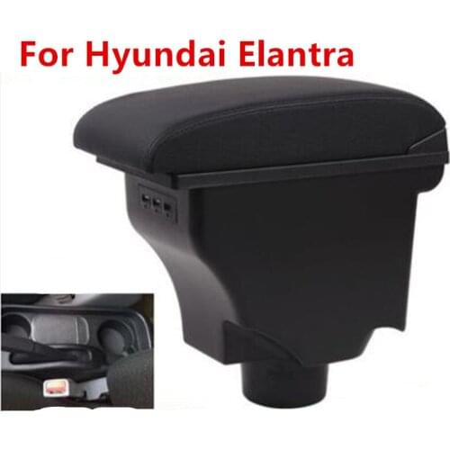 For Hyundai Elantra XD armrest box + 3USB Black Leather Center New Storage Box Modification