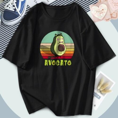 Harajuku Avocado Print Womens T Shirts Short Sleeve O-Neck Plus Size Tshirts Fashion Outdoor Cosplay Tops Tees Ladies Camiaetas