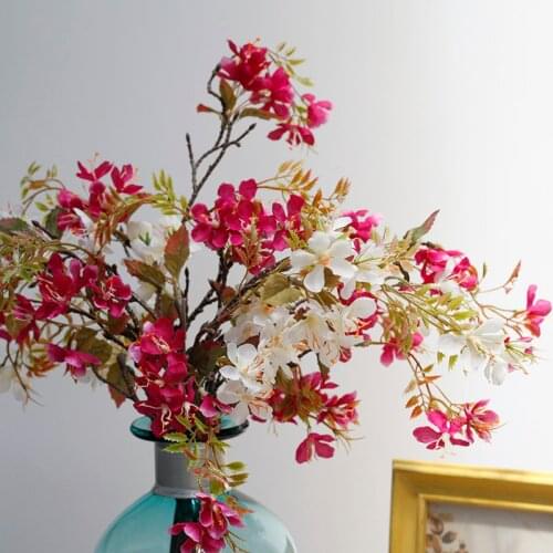 Artificial Flowers Silk Begonia Fake Tree Branch Malus Plants Home Party Wedding Party Ceremony Arrangement Celebration