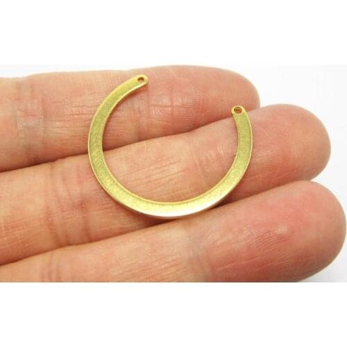 Brass charm 28x24mm C shape Raw brass necklace chain findings pendant -20pcs R778