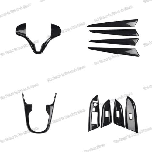 Lsrtw2017 Carbon Fiber Abs Car Interior Accessories Window Switch Trim Steering Wheel Gear Parts for Honda Fit 2014-2018 RHD