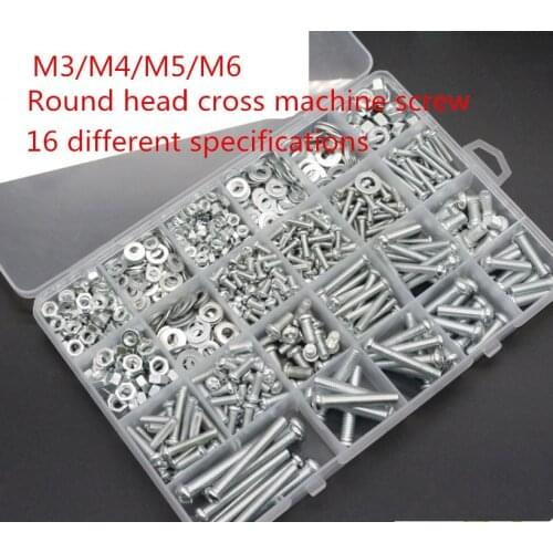 High quality M4 M5 M6 round head self-tapping screw nut gasket stainless steel SS304 nut classification kit fastener hardware