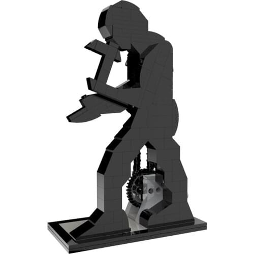 MOC 6587 Gear Drive Hammering Man Sculpture Building Block Model DIY Bricks Kids Brain Games IdeaToys Best Gifts