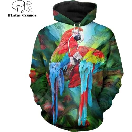 PLstar Cosmos 2019 Fashion Harajuku hoodies 3D All over Printed Beautiful parrot Men&Women streetwear Hoodie/Sweatshirt
