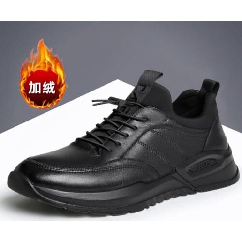 Autumn and Winter Mens Leather Shoes Plus Cotton Velvet Fashion Single Plus Cotton Thickening Plus Velvet Leather Shoes for Men