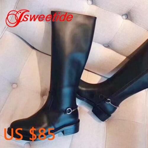 New Design Women Fashion Round head over the knee boots Crystal Long High Heel Boots Luxury Genuine Leather Motorcycle Boots