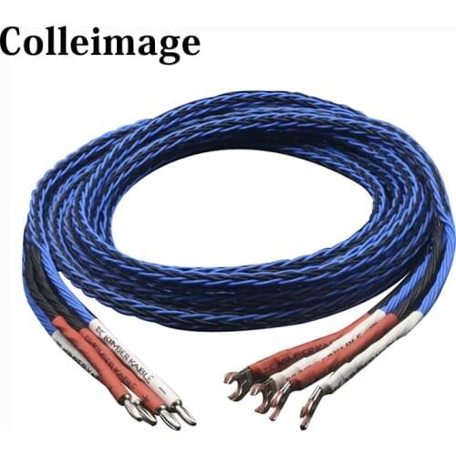 Pair HiFi 8TC 7N OCC Pure Copper Speaker Cable hifi Audio Speaker Wire Loud speaker Cable 8TC Speaker Cable With Banana Y Spade