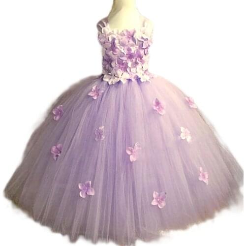 Hydrangea Flower Tutu Dress for Girls Elegant Baby Girl Dress Flowers Girls Ankle Length Wedding Birthday Party Dress Ball Gown