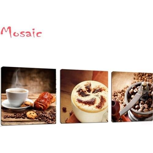 Full Square/Round Drill 5D DIY Diamond Painting Kitchen Art Coffee Triptych paintings Diamond Embroidery Cross Stitch Decor Gift