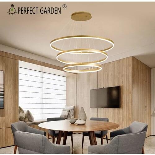 Modern Circle Rings Creative Led Chandelier Light Fixtures For Living room Bedroom Foyer shop restaurant decoration