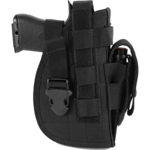 Tactical 600D Molle Gun Holster Military Rifle Bag for Right Hand Adjustable Handgun Holder with Mag Pouch Hunting Accessories