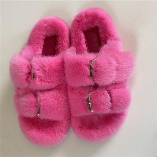 100% Mink Slippers Fur Slippers Womens Slippers Rainbow Sandals Cute Fur Slippers Women Travel Fur Shoes
