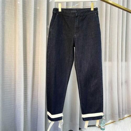 High Waist Thin All-Match Jeans 2021 Early Spring New Products Fashion Pocket Bow Knot Straps Close Feet