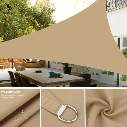 Triangle Sun Shade Sail Canopy 185GSM Sand Permeable Shade Cloth 5/3.6/3/2M 98%UV Block Awning for Outdoor Patio Backyard Garden