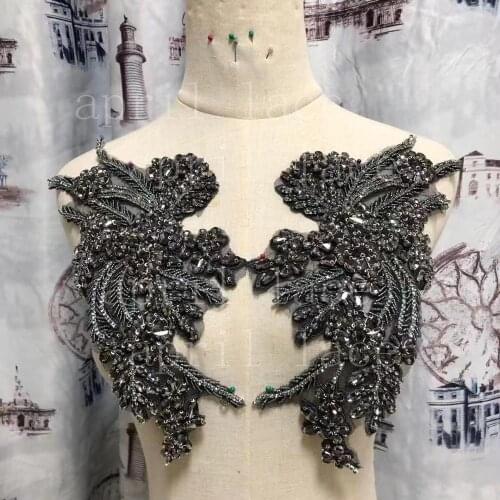 Stock Mia003# grey color hand made stone beads luxury front cutting accessory for decorative/wedding bridal /fashion designer